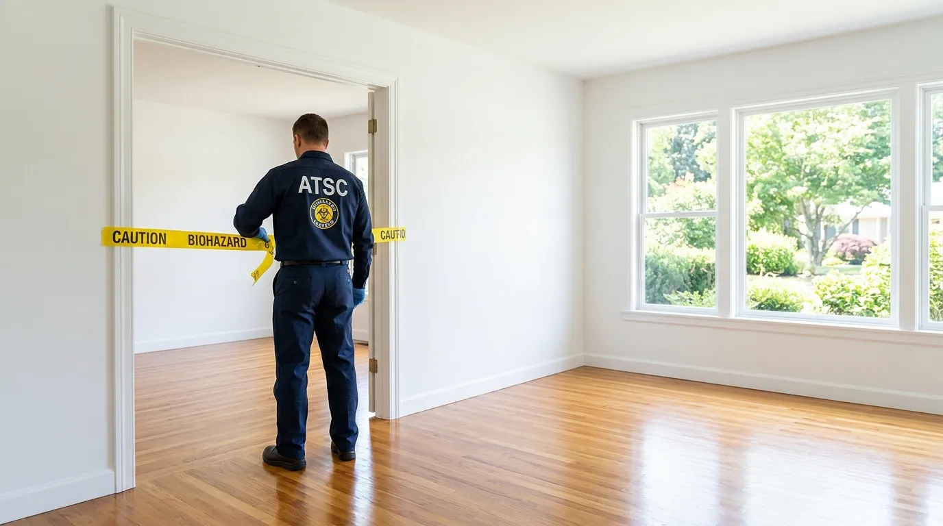 Certified biohazard cleanup crew performing Trauma Scene Cleanup in Cos Cob